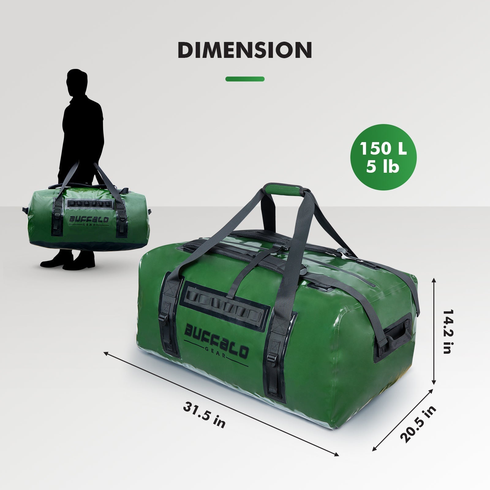 159QT Duffel Bag With Waterproof Zipper | Color: Army Green Orange Gray | Cooler