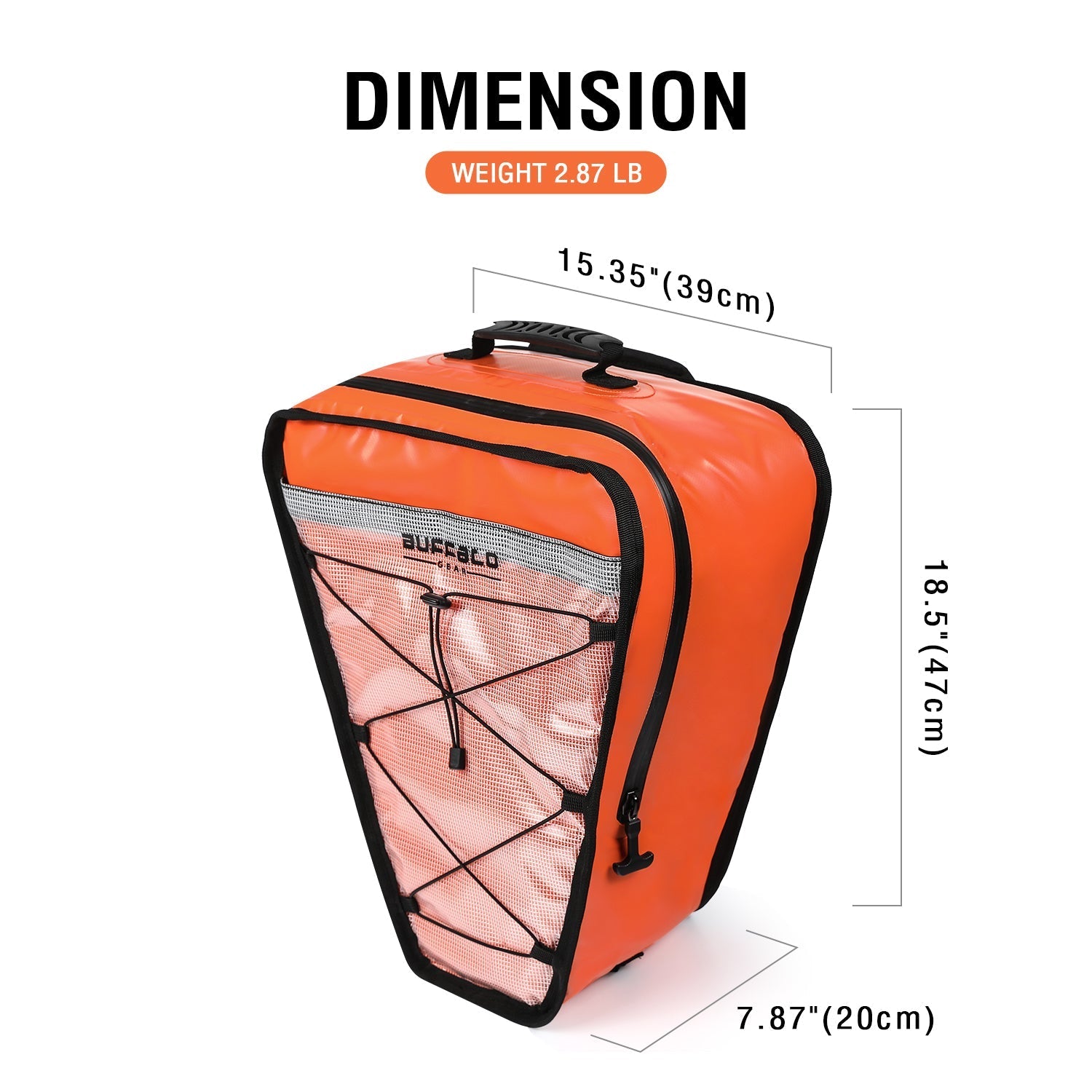 18’’ Kayak Cooler Bag with Waterproof Zipper – Buffalo Gear | Color: Orange Gray White Blue