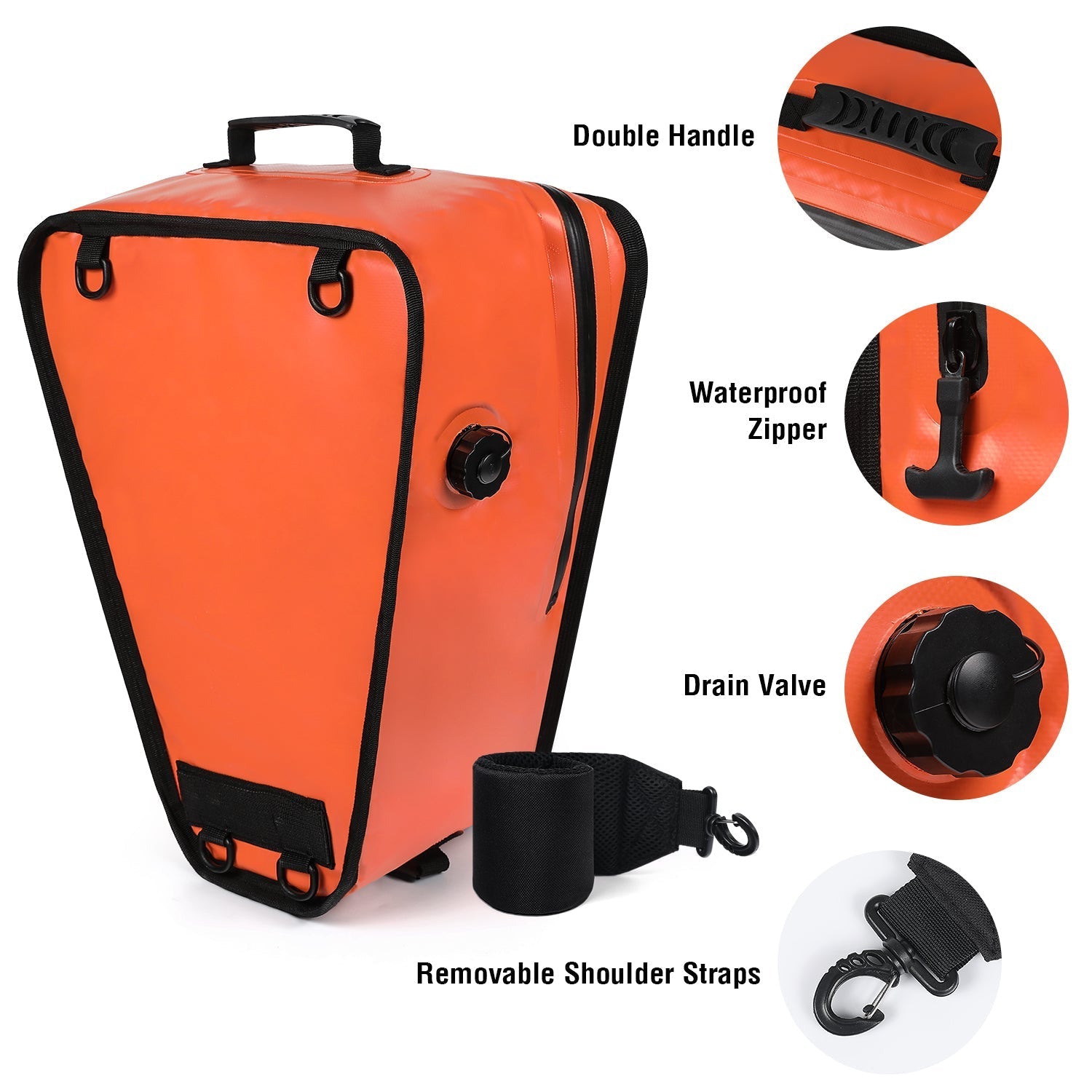 18’’ Kayak Cooler Bag with Waterproof Zipper – Buffalo Gear | Color: Orange Gray White Blue