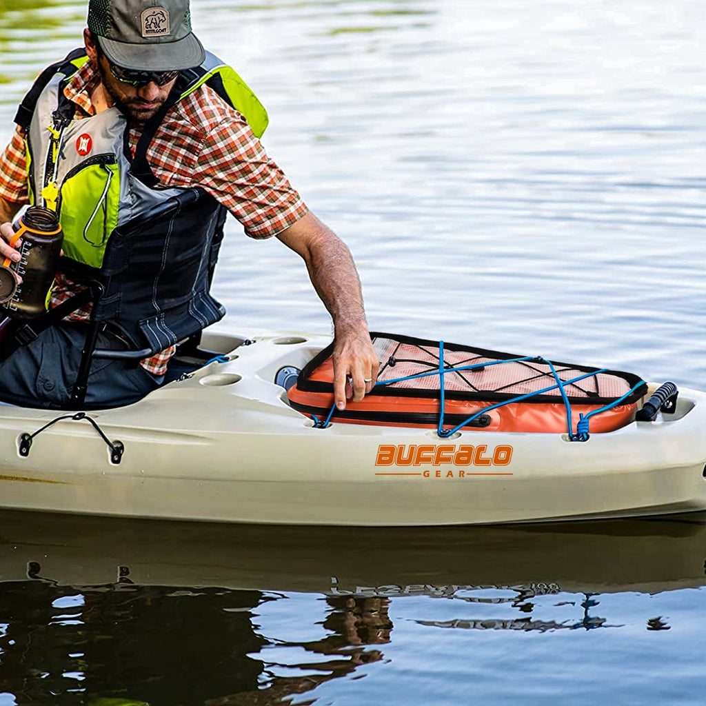18’’ Kayak Cooler Bag with Waterproof Zipper – Buffalo Gear | Color: Orange Gray White Blue