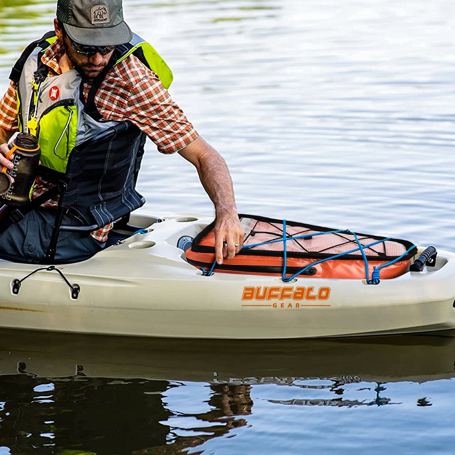18’’ Kayak Cooler Bag with Waterproof Zipper – Buffalo Gear | Color: Orange Gray White Blue