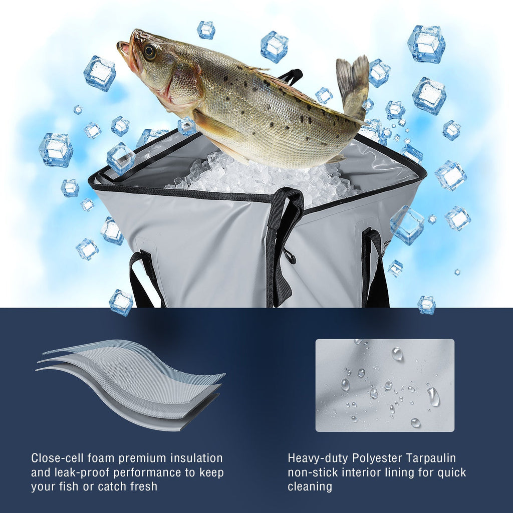 20’’ Fish Cooler Bag for Bait & Catch | Color: White Blue Gray