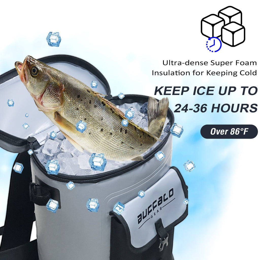 21QT Fish Cooler Backpack Kill Bag | Color: Gray White