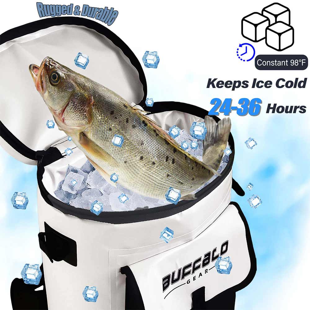 21QT Fish Cooler Backpack Kill Bag | Color: Gray White
