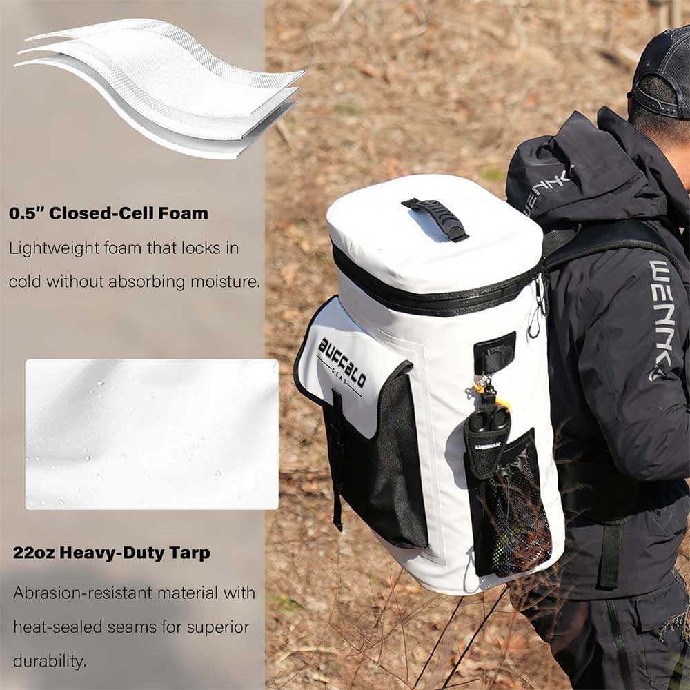 21QT Fish Cooler Backpack Kill Bag | Color: Gray White