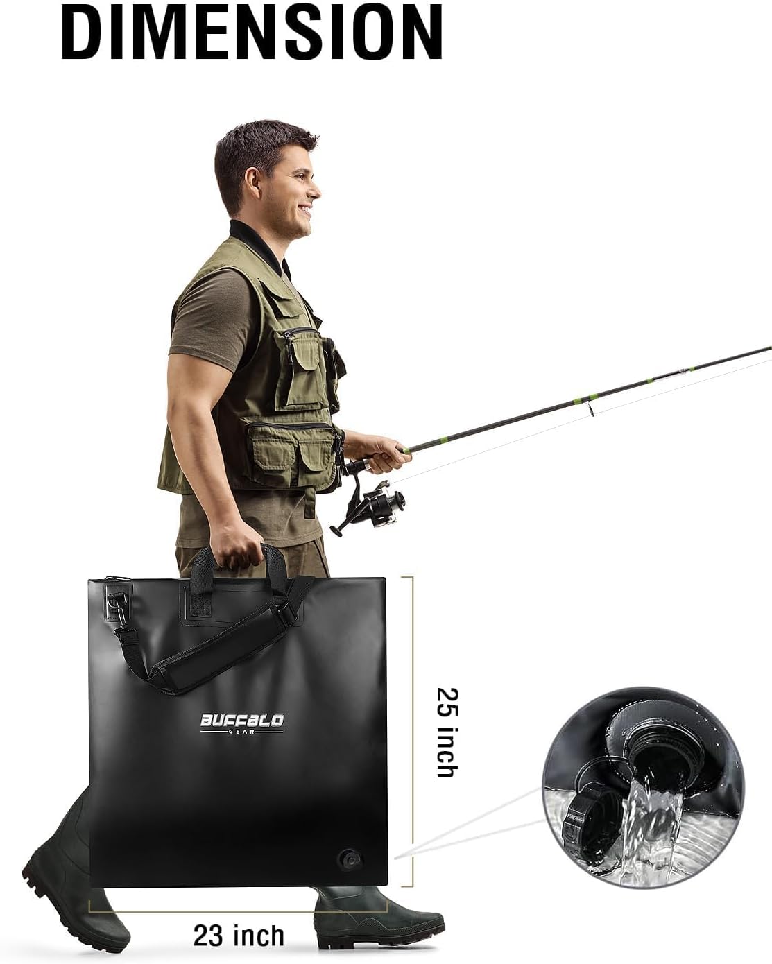 25’’ Tournament Weigh in Bag with Separate Mesh Insert | Color: Black Grey Blue | Cooler