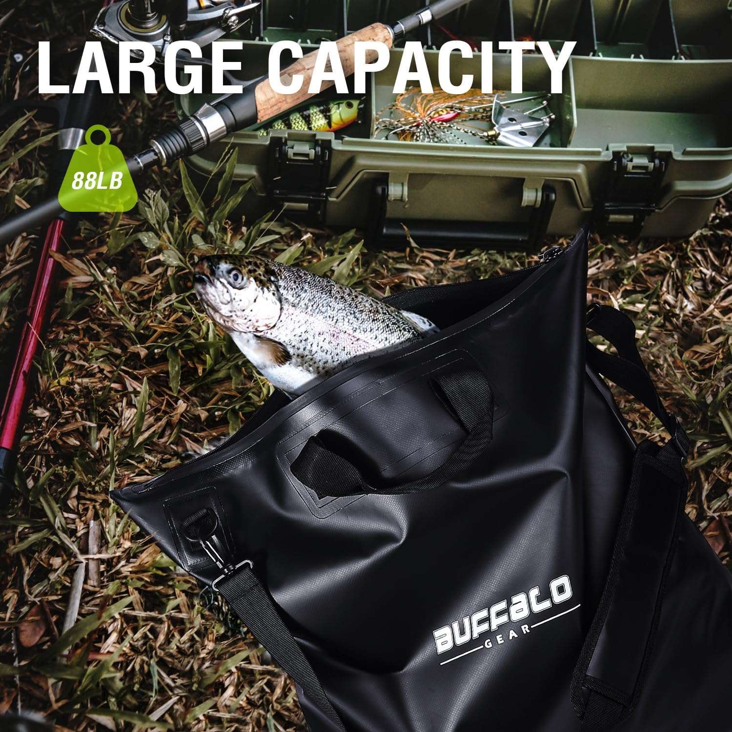 25’’ Tournament Weigh in Bag with Separate Mesh Insert | Color: Black Grey Blue | Cooler