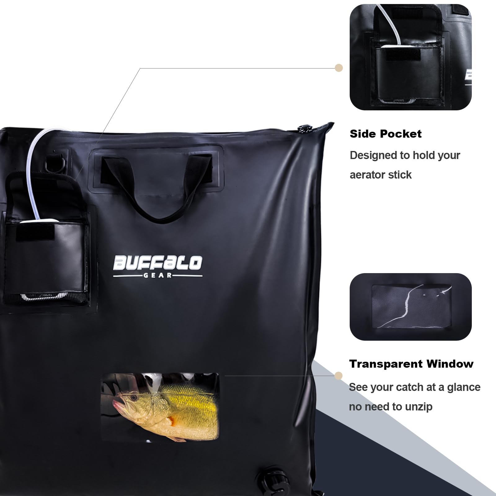 25’’ Waterproof Fish Bag with Aerator Pocket - Cooler