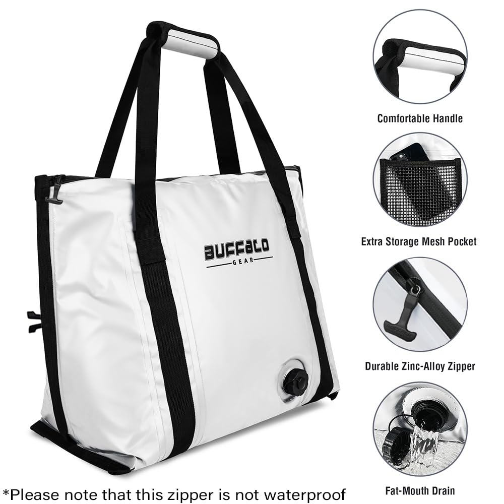 27QT Fish Bag Cooler With Flat Bottom | Color: White Gray