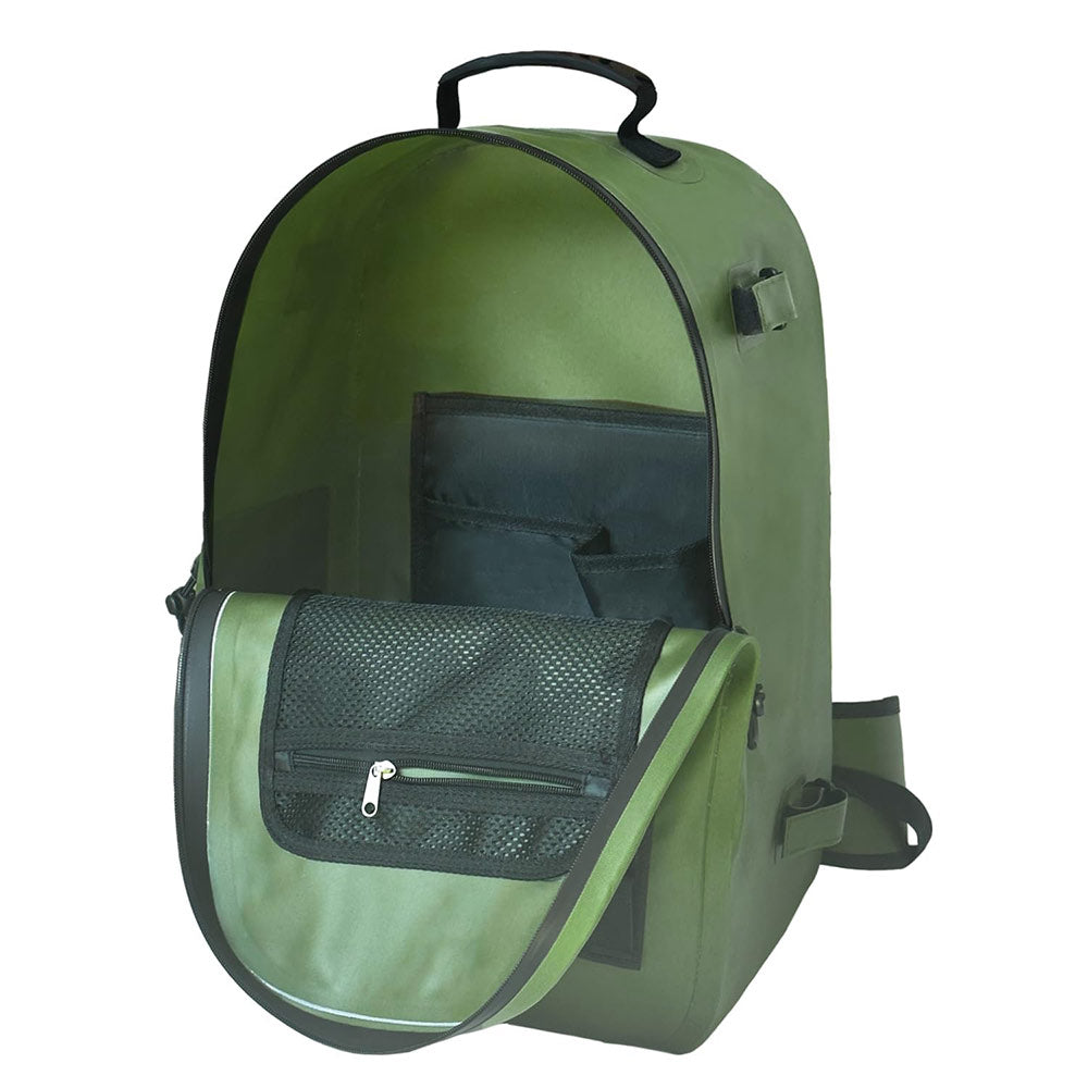 27QT Waterproof Fishing Backpack with Rod Holder | Color: Gray Green | Outdoor Activity