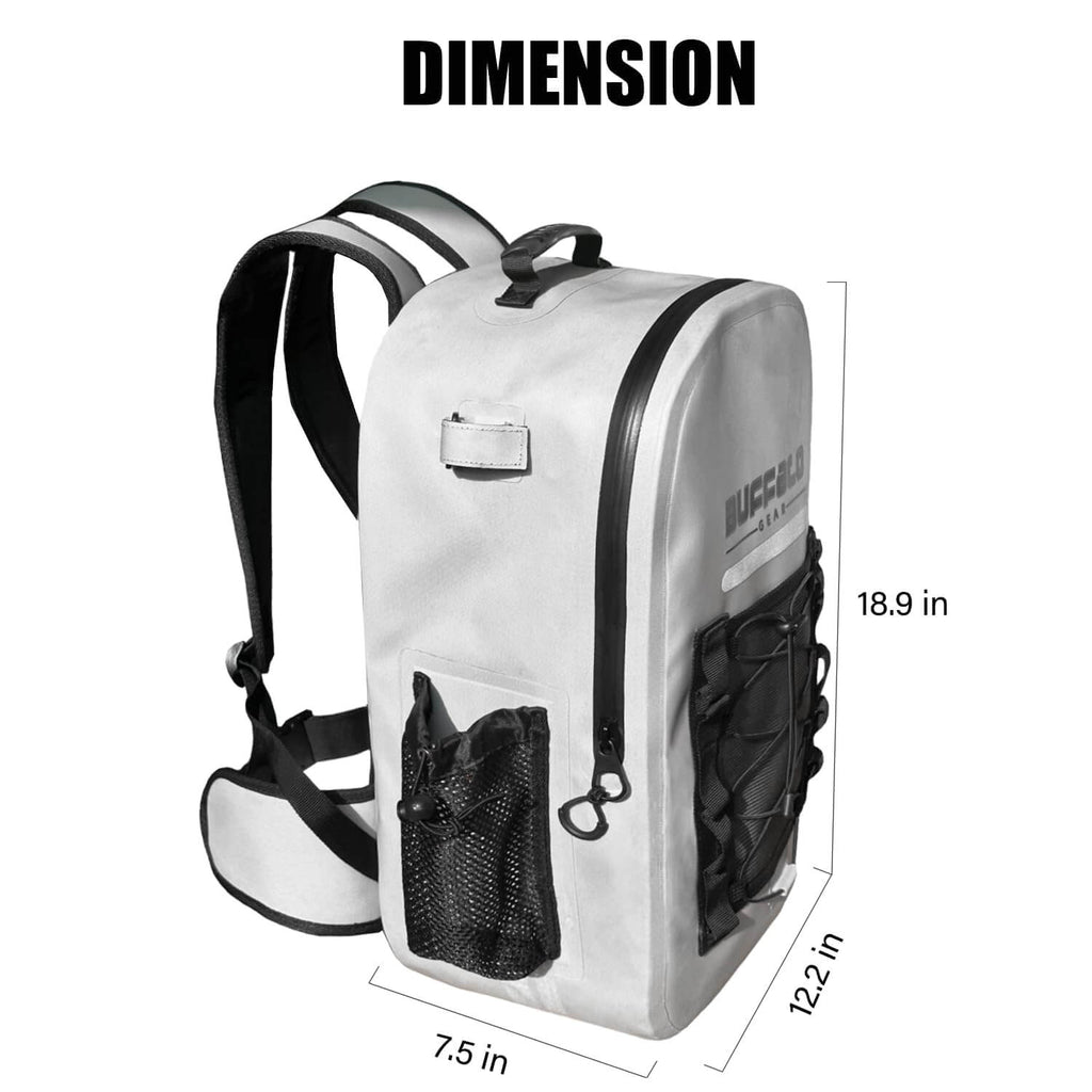 27QT Waterproof Fishing Backpack with Rod Holder | Color: Gray Green | Outdoor Activity