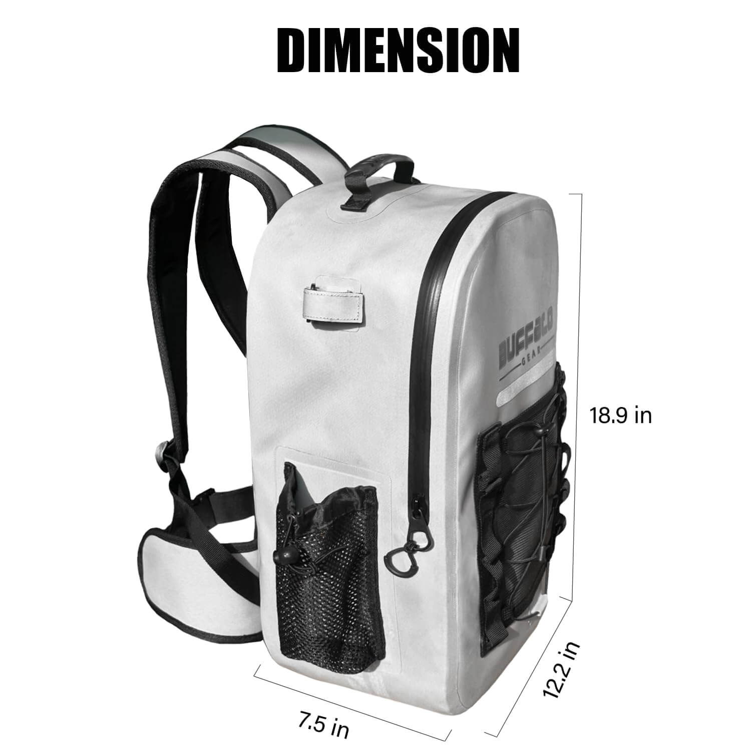 27QT Waterproof Fishing Backpack with Rod Holder | Color: Gray Green | Outdoor Activity