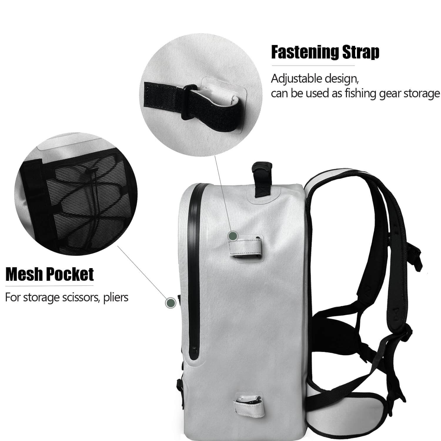 27QT Waterproof Fishing Backpack with Rod Holder | Color: Gray Green | Outdoor Activity