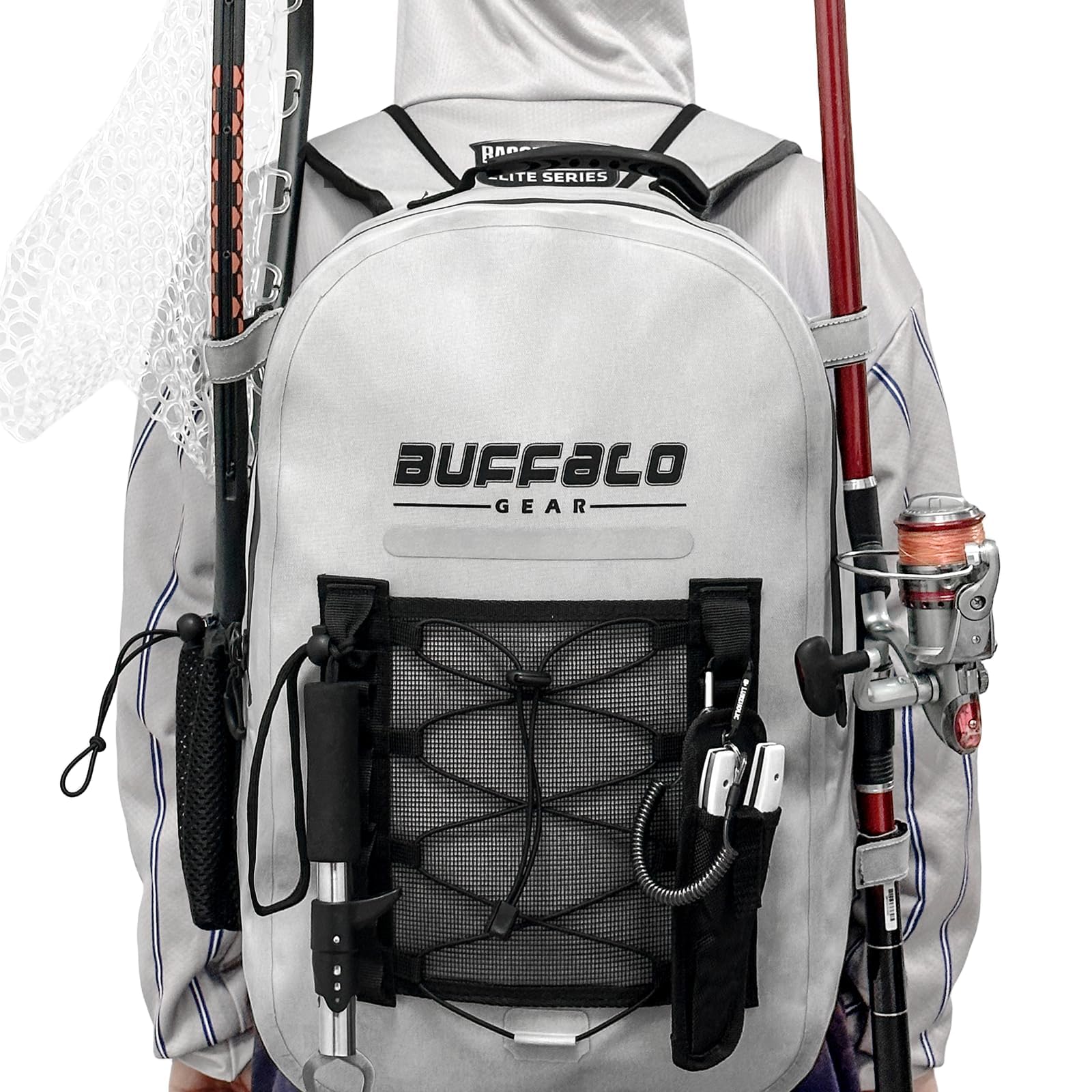 27QT Waterproof Fishing Backpack with Rod Holder | Color: Gray Green | Outdoor Activity
