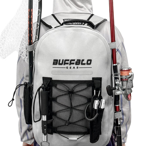 27QT Waterproof Fishing Backpack with Rod Holder | Color: Gray Green | Outdoor Activity