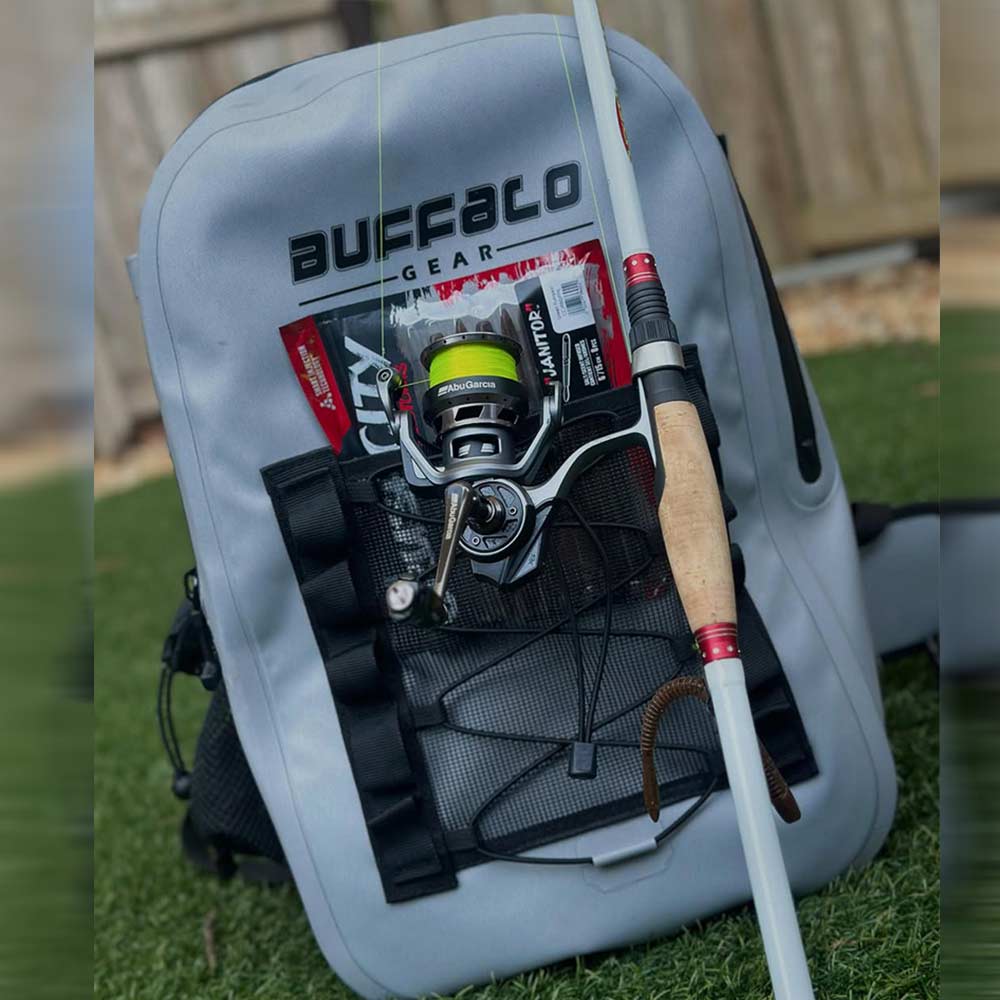27QT Waterproof Fishing Backpack with Rod Holder | Color: Gray Green | Outdoor Activity