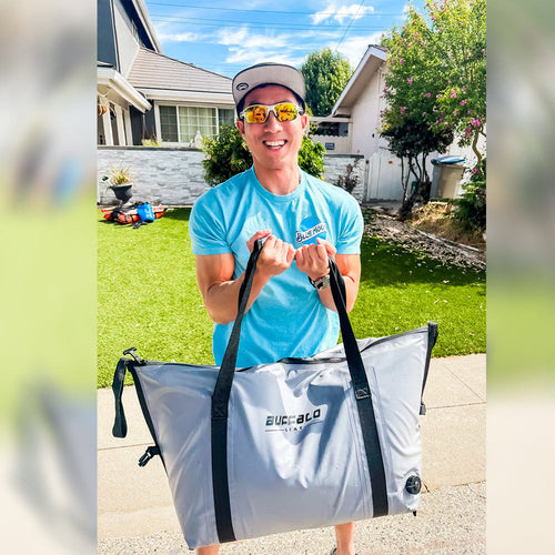 45QT Fish Cooler Bag With Flat Bottom | Color: White Gray