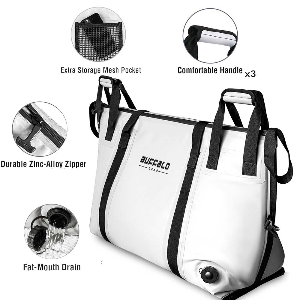 58QT Fish Cooler Bag With Flat Bottom | Color: Gray White