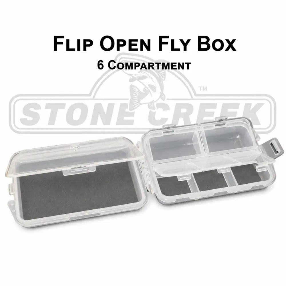 6 Compartment - Flip Open Fly Box | Size: 10 Window - Tackle Bags & Boxes