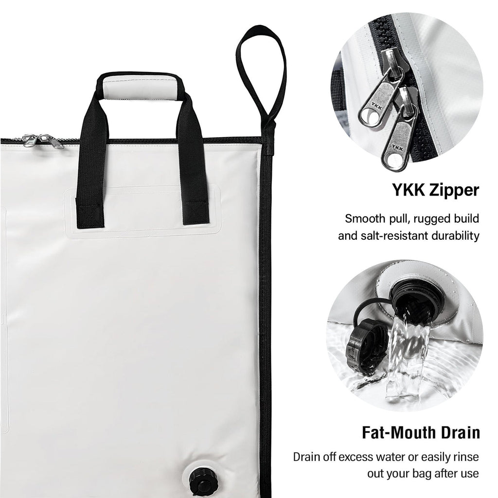 60x24’’ Fish Cooler Bag with YKK Zipper | Color: White Gray