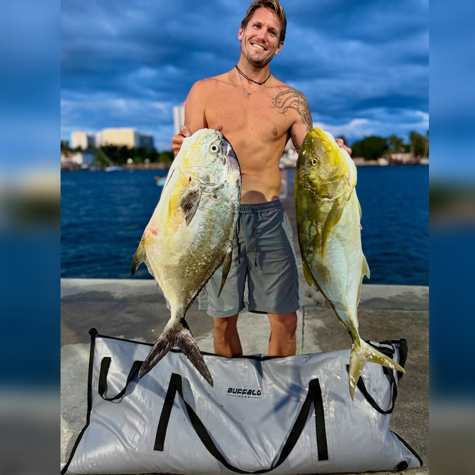 60x24’’ Fish Cooler Bag with YKK Zipper | Color: White Gray