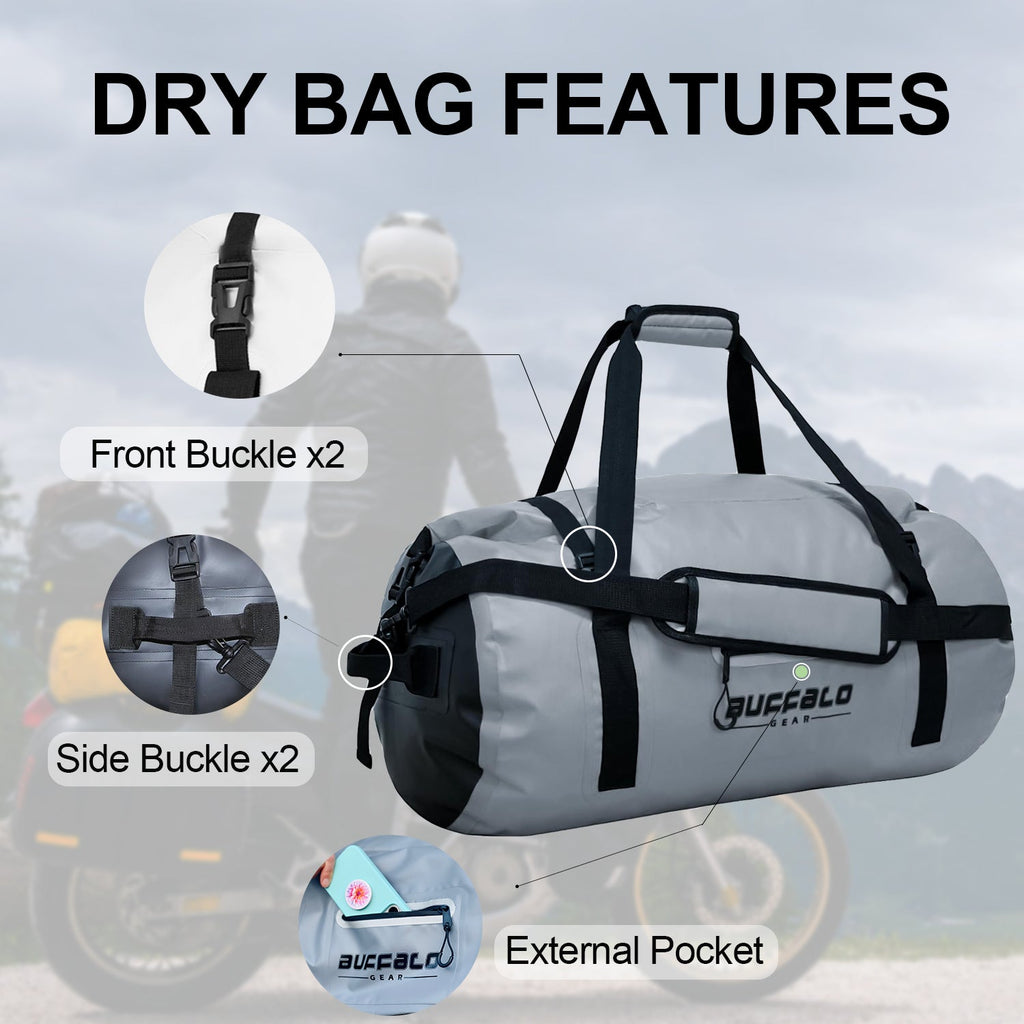 63QT Roll Top Waterproof Duffel Bag | Color: Grey White Black Red Orange Yellow | Cooler