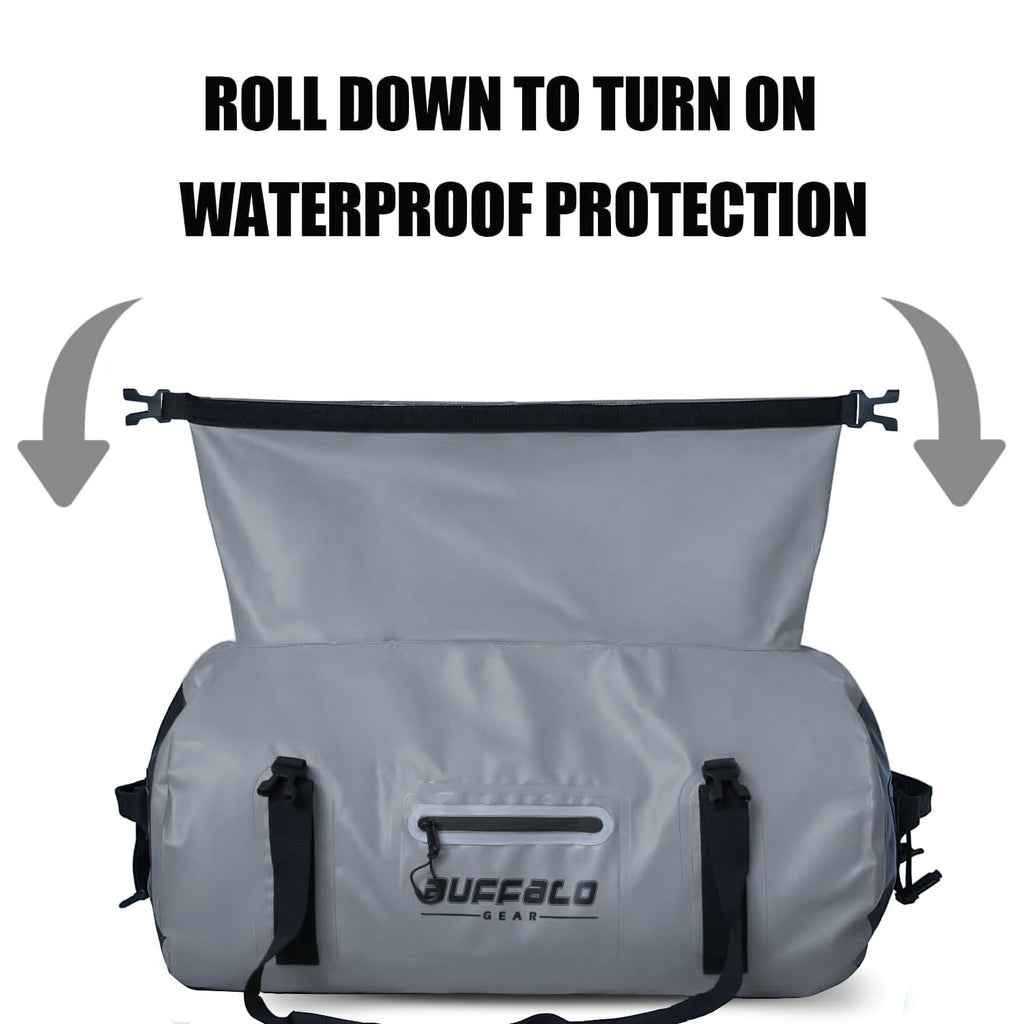 63QT Roll Top Waterproof Duffel Bag | Color: Grey White Black Red Orange Yellow | Cooler
