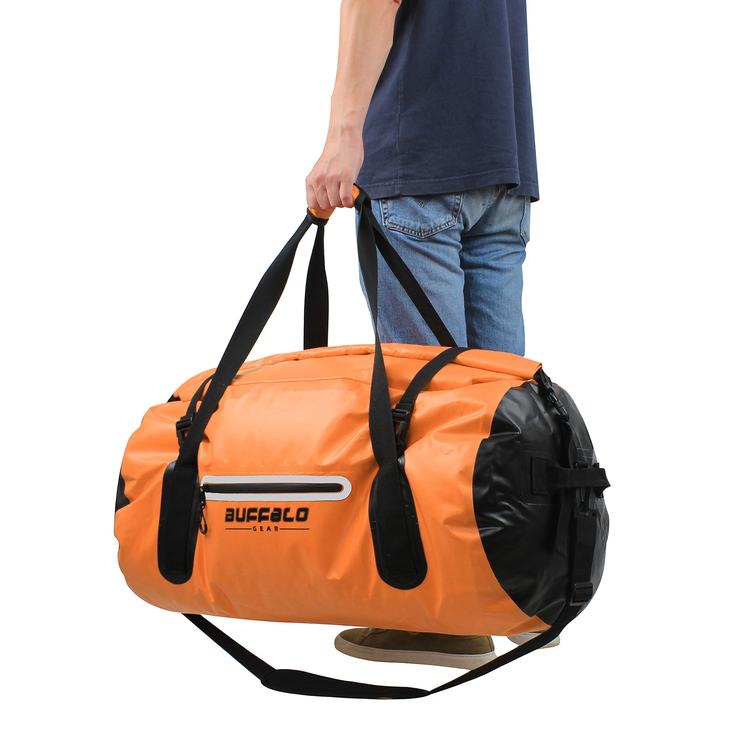 63QT Roll Top Waterproof Duffel Bag | Color: Grey White Black Red Orange Yellow | Cooler