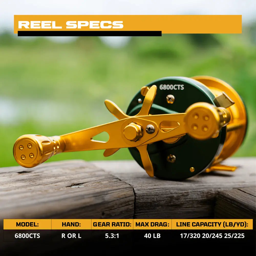 6800 CTS Round Baitcaster Reel | Hand: Right Left - Catfish