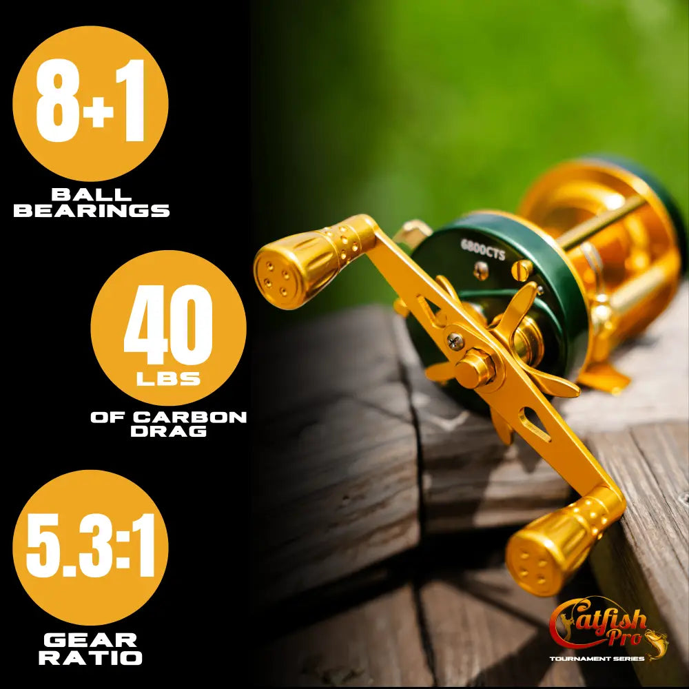 6800 CTS Round Baitcaster Reel | Hand: Right Left - Catfish