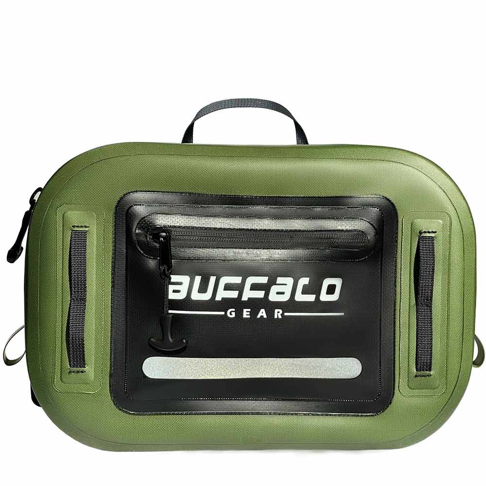9.4QT Waterproof Fishing Fanny Pack | Color: Gray Army Green | Tackle Storage Bags & Wraps