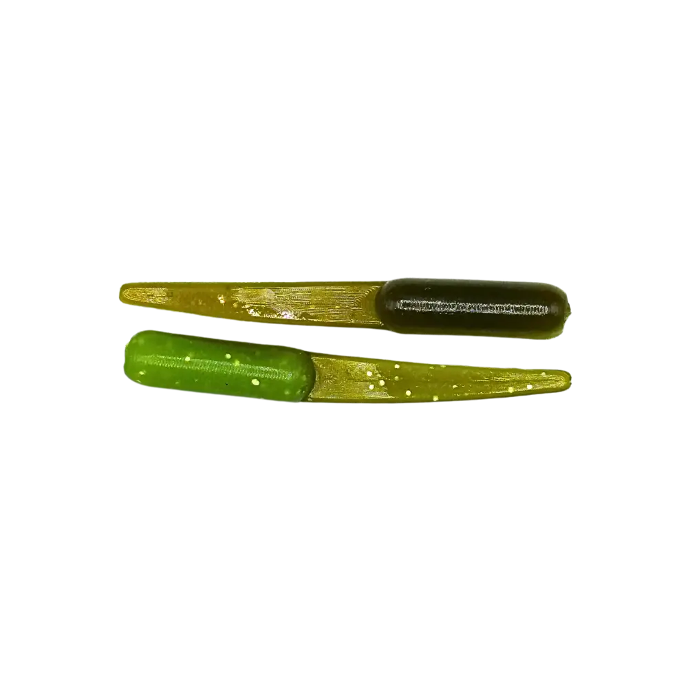 ATX Flat Tail – USA-Made Crappie Soft Plastic (11 Colors 2 Sizes 15 Pack) | Color: Bluegrass Chartreuse Pearl Ol’ Smoky