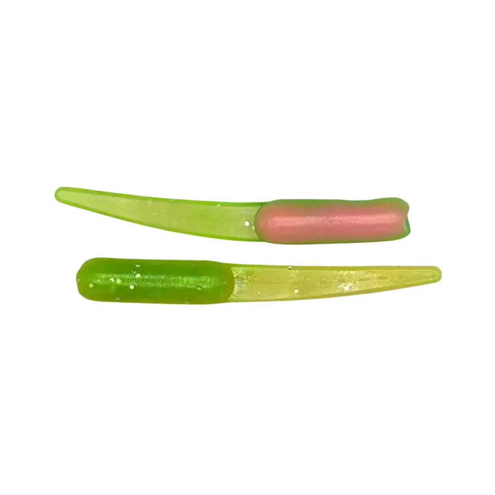 ATX Flat Tail – USA-Made Crappie Soft Plastic (11 Colors 2 Sizes 15 Pack) | Color: Bluegrass Chartreuse Pearl Ol’ Smoky