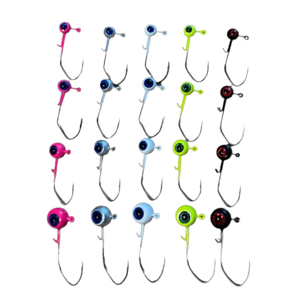 ATX Precision Jig Heads – Sickle Hook Wire Keeper (8 Pack 4 Sizes 5 Colors) | Size: 1/8 oz 1/16 1/24 1/32 | Color:
