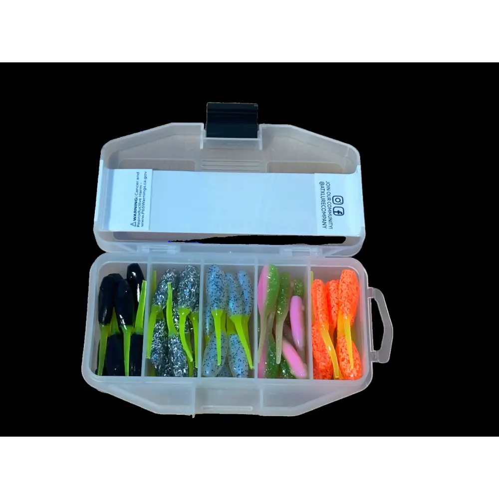 ATX Shad Mini Kit – 50pc Soft Plastic Assortment (Baby & Wicked Shad) | Size: 2’’ Baby 1.5’’ | Color: Muddy Water Clear