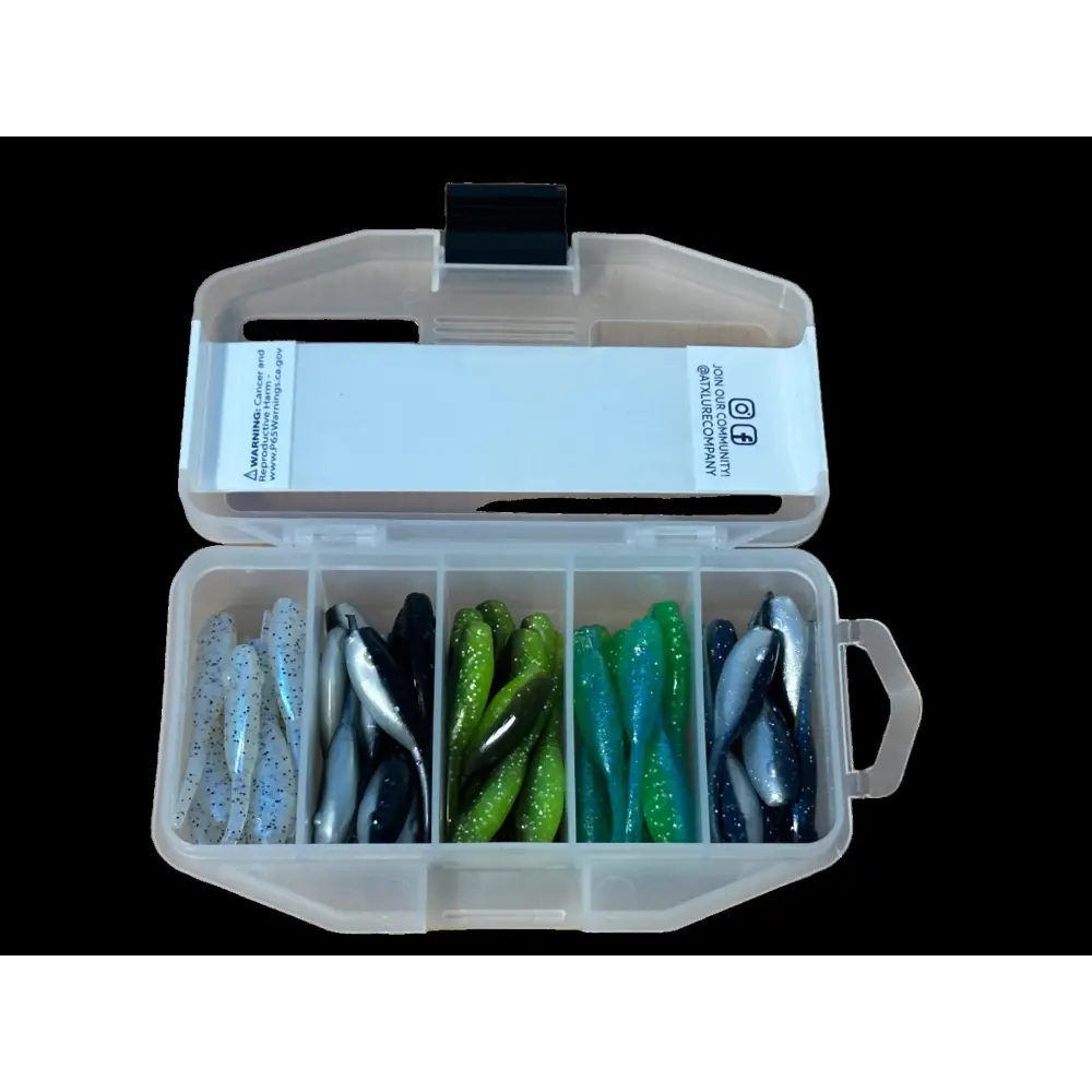 ATX Shad Mini Kit – 50pc Soft Plastic Assortment (Baby & Wicked Shad) | Size: 2’’ Baby 1.5’’ | Color: Muddy Water Clear