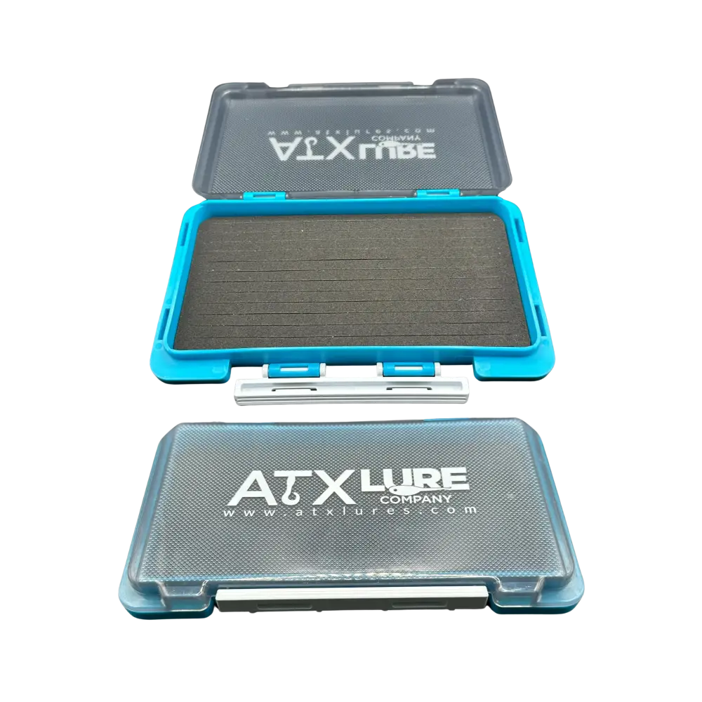 ATX Slotted Foam Jig Box – Tackle Storage for Heads & Lures | Color: Blue Black Orange Gray