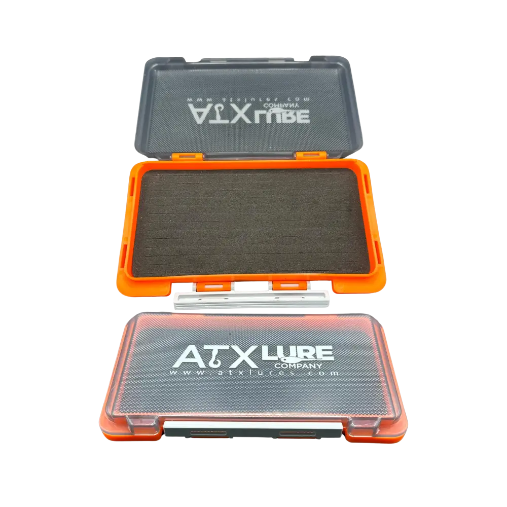 ATX Slotted Foam Jig Box – Tackle Storage for Heads & Lures | Color: Blue Black Orange Gray