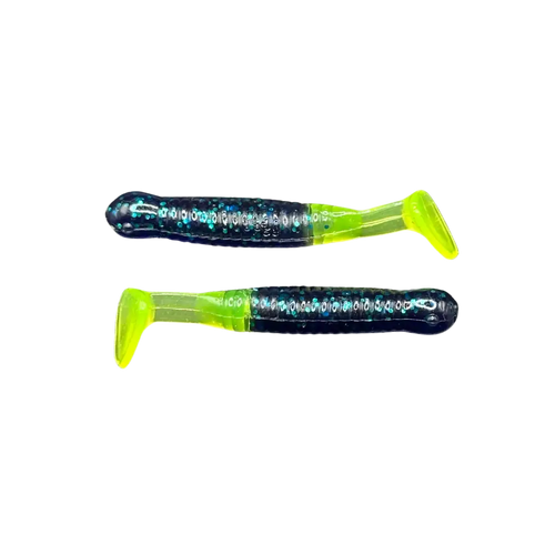 ATX Torpedo – 1.5’’ Paddle Tail Soft Plastic Crappie Bait (14 Pack) | Color: June Bug/Chartreuse Avocado Gold