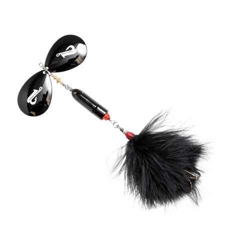 Bad Boy Bucktail 7.9’’ Musky & Tiger Muskie Inline Spinner – EBS Sound | Hand-Finished Blades | Color: S Hot Pink Black