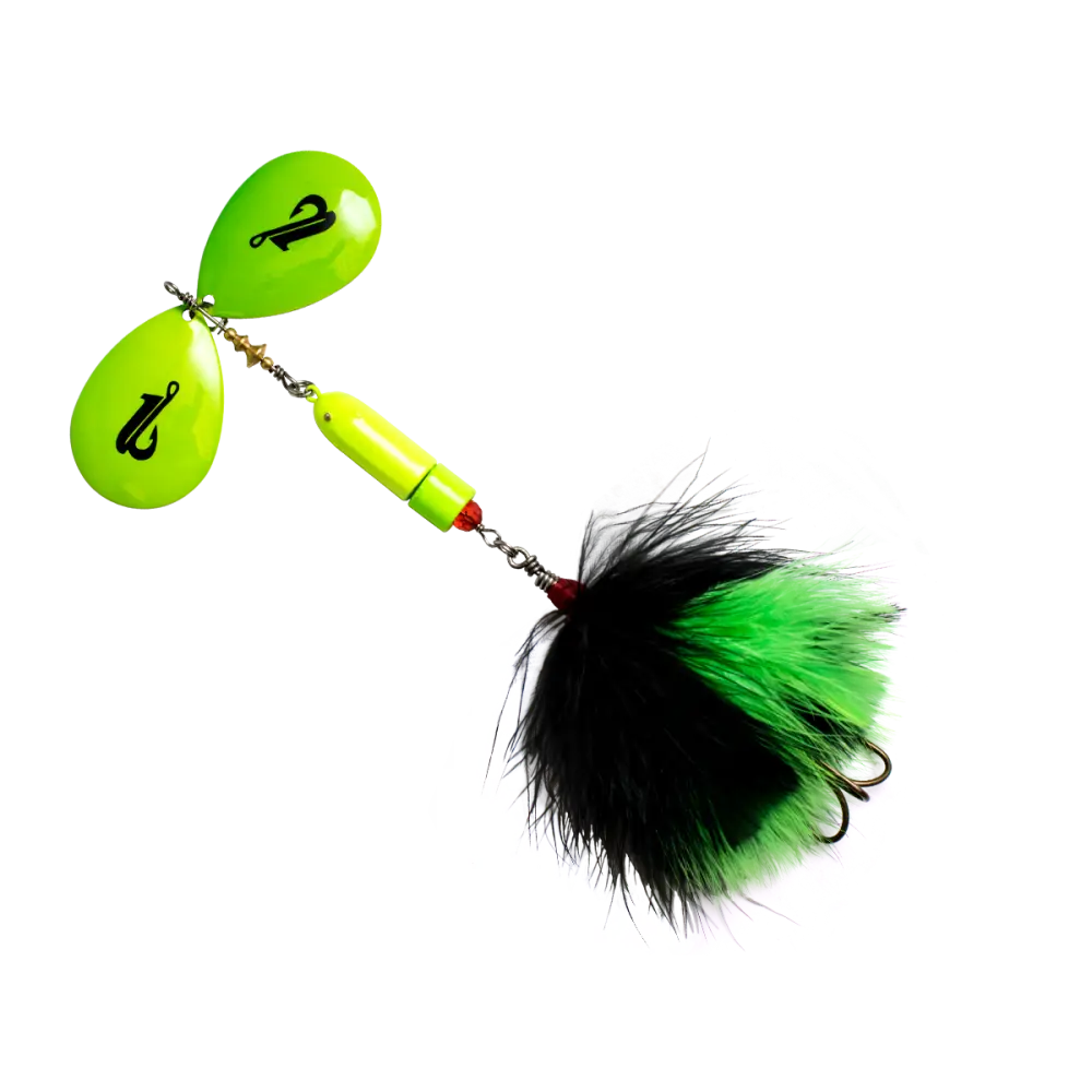 Bad Boy Bucktail Inline Spinner for Musky Tiger Muskie & Pike – EBS Sound Technology | Color Sound: Hot Orange