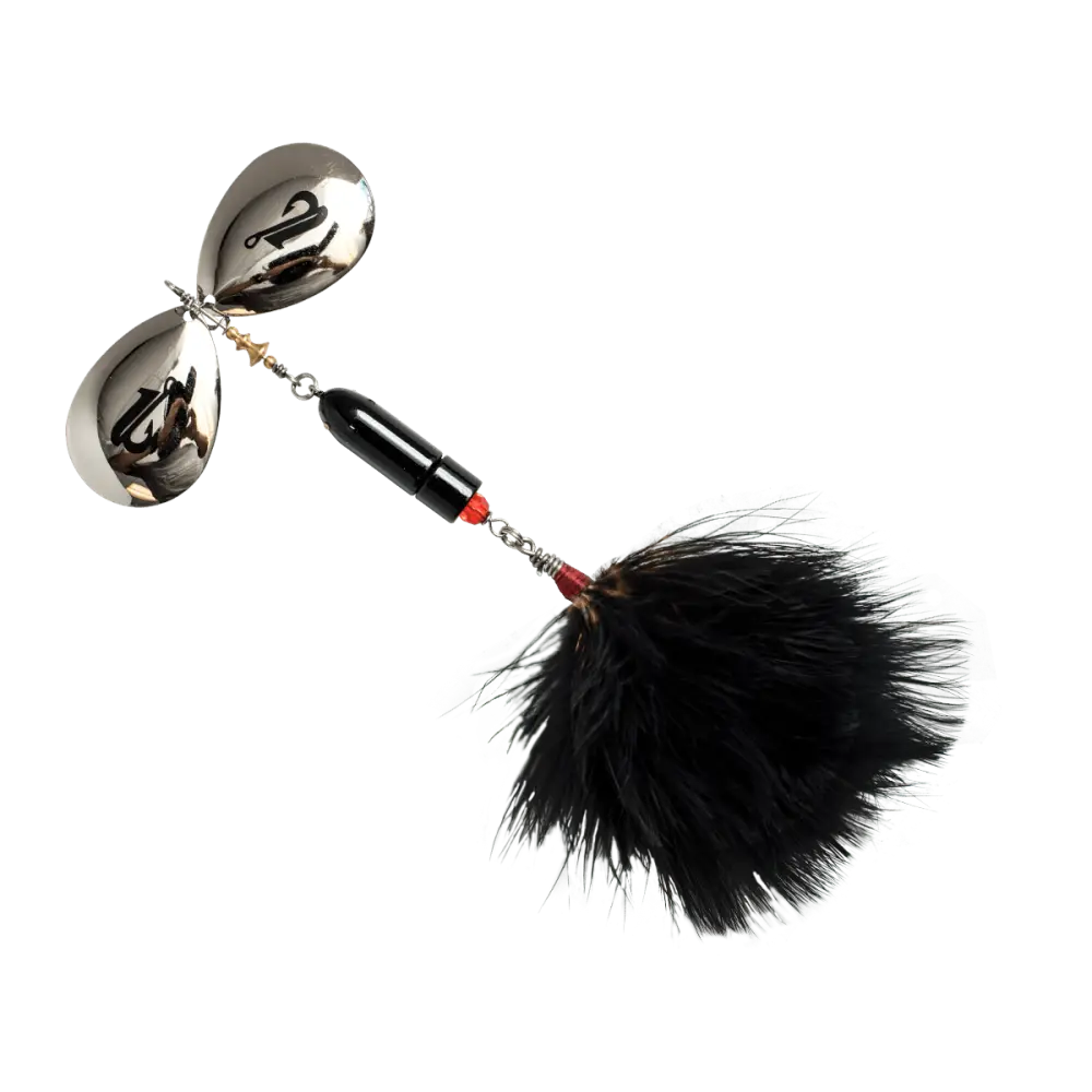 Bad Boy Bucktail Inline Spinner for Musky Tiger Muskie & Pike – EBS Sound Technology | Color Sound: Hot Orange