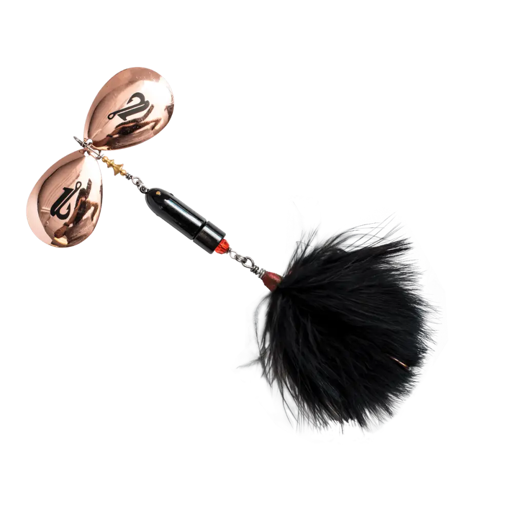 Bad Boy Bucktail Inline Spinner for Musky Tiger Muskie & Pike – EBS Sound Technology | Color Sound: Hot Orange