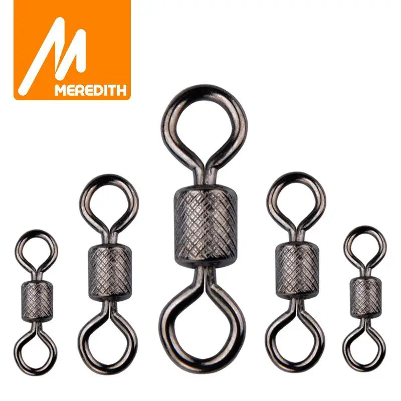 Ball Bearing Swivel with Safety Snap – 302 Stainless Steel 50pc (4 Sizes) | Color: Size6 12mm 28kg Size10 9mm 13kg