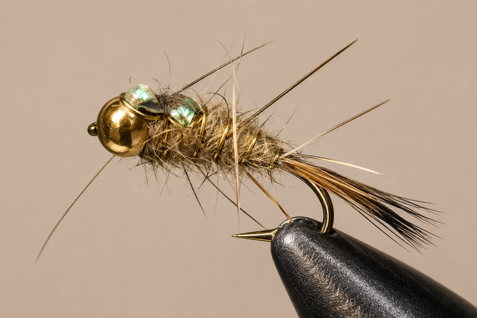 BH Gold Rib Hare’s Ear | Style: Standard Flashback Olive | Size: 08 10 12 14 16 18 20 - 3 Pack - Artificial Fishing