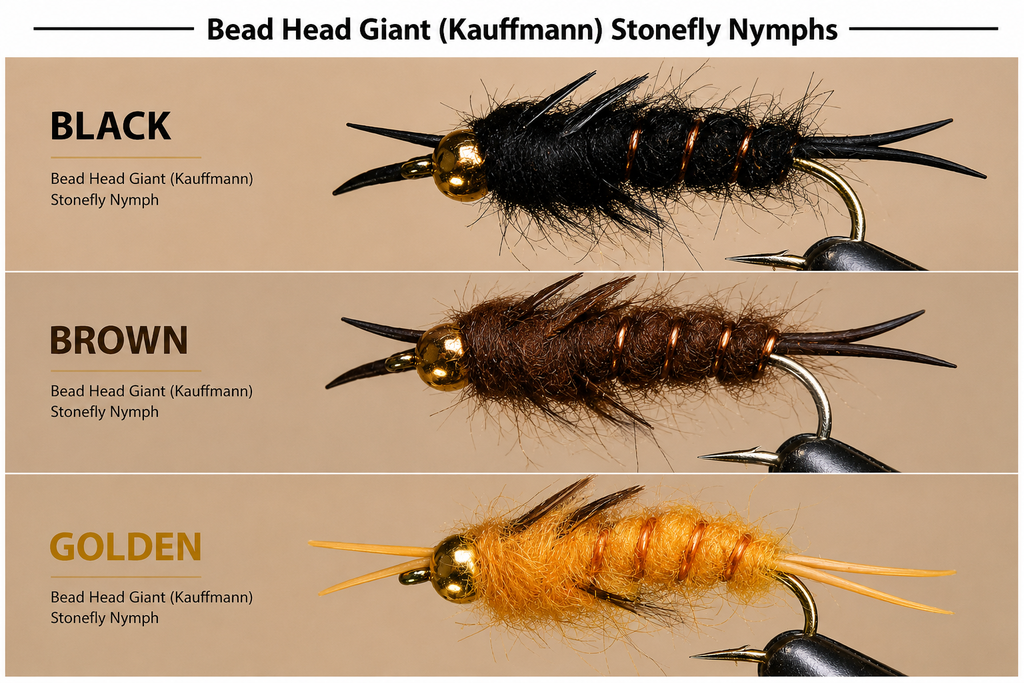 BH Kaufmann Stone | Color: Black Brown Golden | Size: 4 6 8 10 12 14 16 - Artificial Fishing Flies