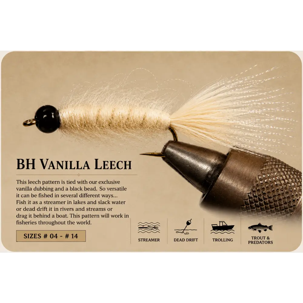 BH Vanilla Leech | Size: 06 08 10 12 14 | Package: 3 Pack Dozen - Artificial Fishing Flies