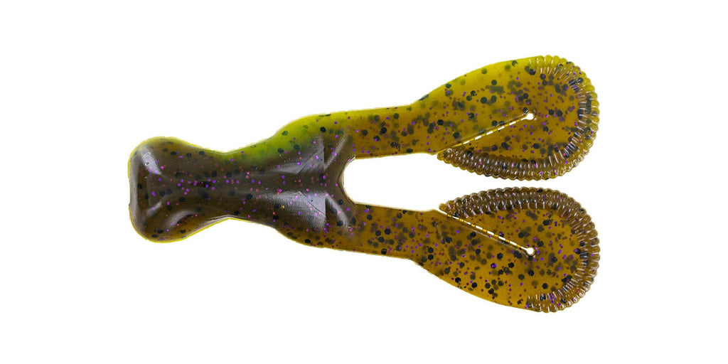 Big Bite Baits Scentsation Ramtail 3.5’’, Scented Jig Trailer 9 Colors | Color: Green Pumpkin Scupper Purple Bully