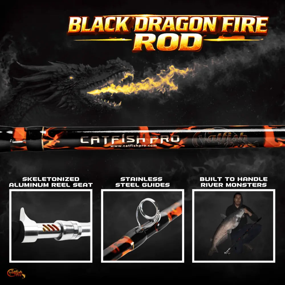 Black Dragon Fire Casting Rod | Action: Medium Medium-Heavy Heavy - Catfish
