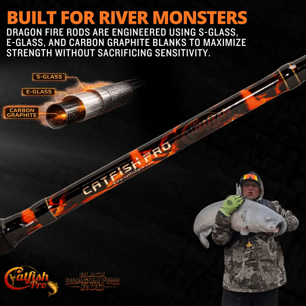 Black Dragon Fire Casting Rod | Action: Medium Medium-Heavy Heavy - Catfish